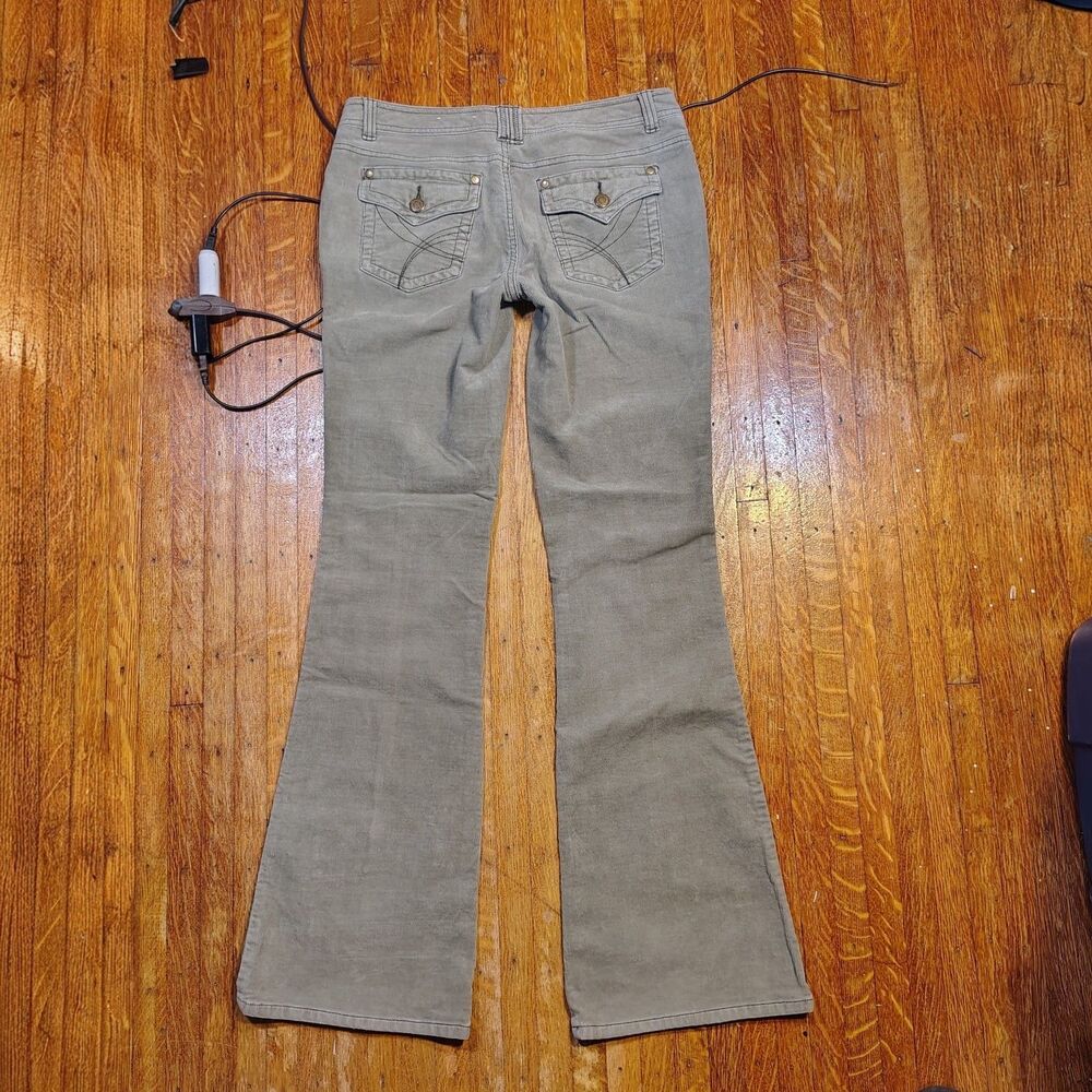 Y2K Inspired Corduroy Flare Olive Green Pants Wmns Size 7/T549